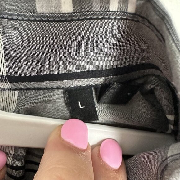 Theory Shirt Mens Large Black Gray Button Up Zack PS Long Sleeve Casual Cotton - Picture 4 of 8